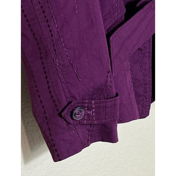 Coldwater Creek Plum Embroidered Belted Jacket 8 Cottagecore Boho Prep Fall - Picture 4 of 9